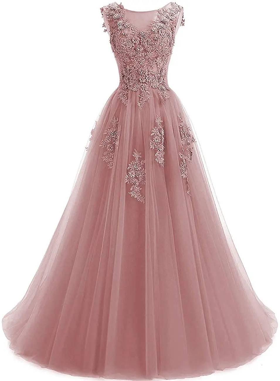 

Women's Lace Appliques Prom Dresses A-Line Birdesmaid Dress Tulle Formal Party vestidos de cctel formales